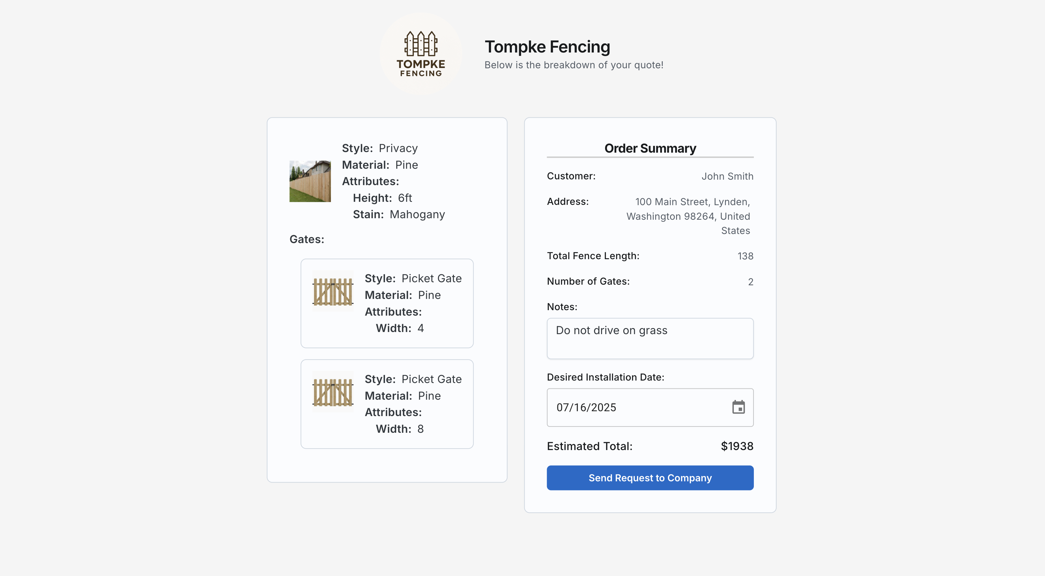 Fence design tool interface